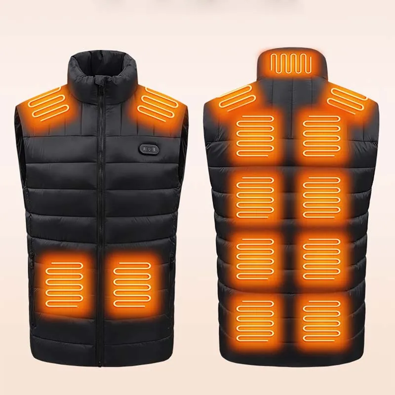 Men 15 Areas Dual Control Heated Vest Women Outdoor Windproof Sportswear Rechargable Thermal Coat USB Heating Winter Warm Vest