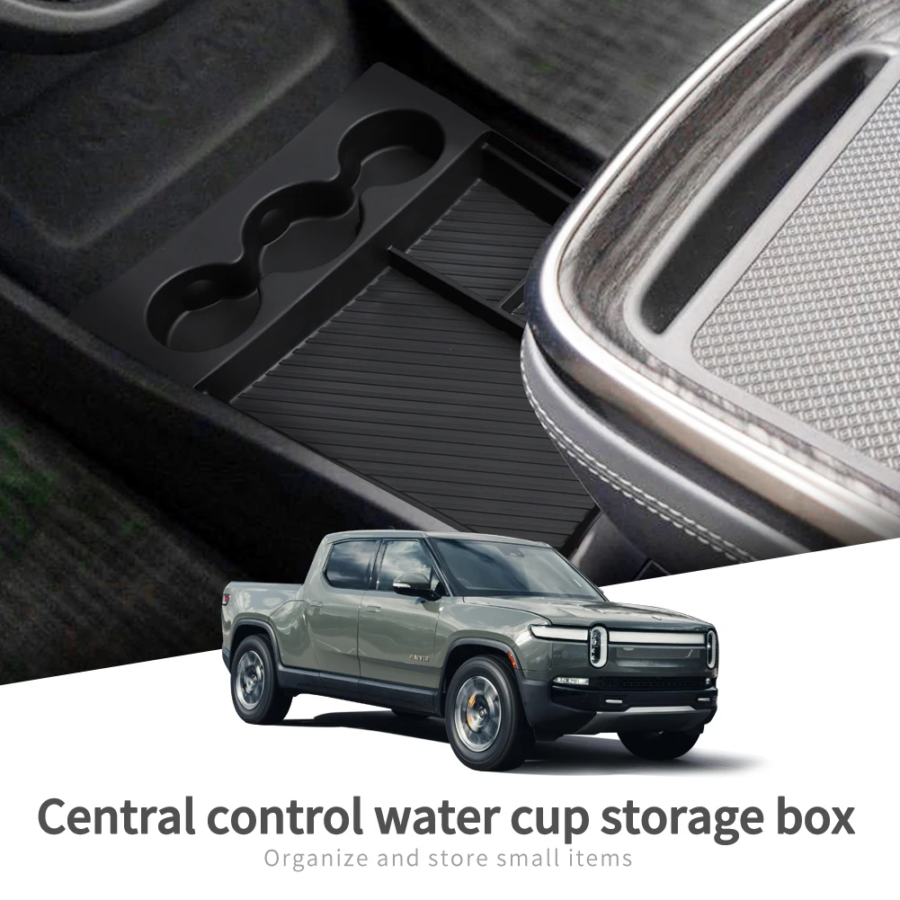 for RIVIAN R1T Center Console Storage Box TPE Car Central Lower Layer Tray Organizer Accessories Tidying