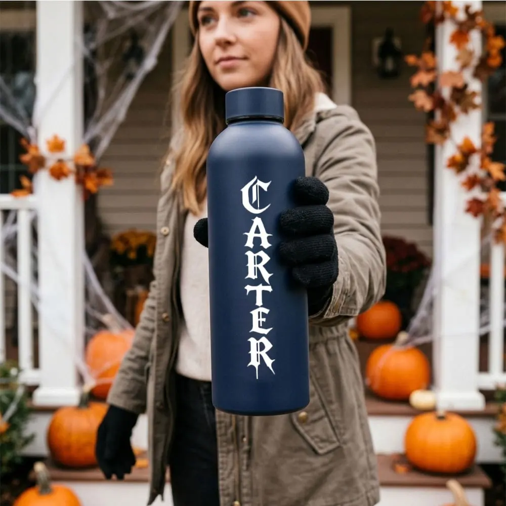 Personalized Halloween Stainless Steel Water Bottle 0.5L Insulated Bottle Customized Text for Bicycle Outdoor Sports Travel Gift