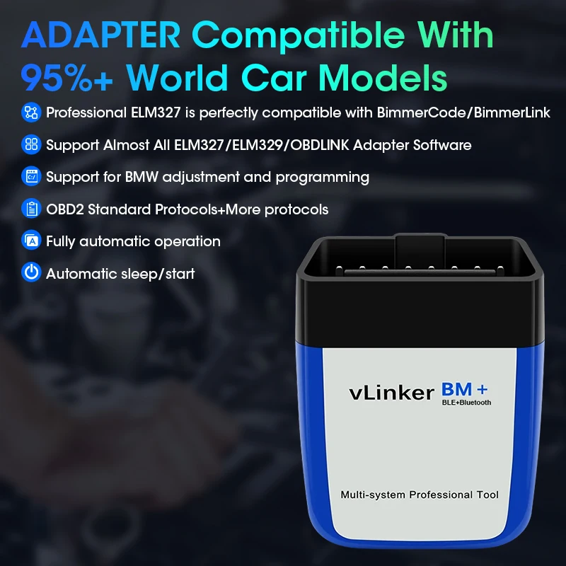 Srnubi vLinker BM ELM327 For BMW Scanner Bluetooth 4.0 OBD2 OBD 2 Car Diagnostic Auto Scan Tool Bimmer code ELM 327 V 1 5