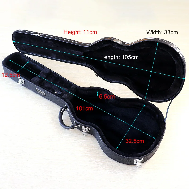 39 Inch Hard Case Black Electric Guitar Case Cover PVC Box Leather Material with Foam Lining