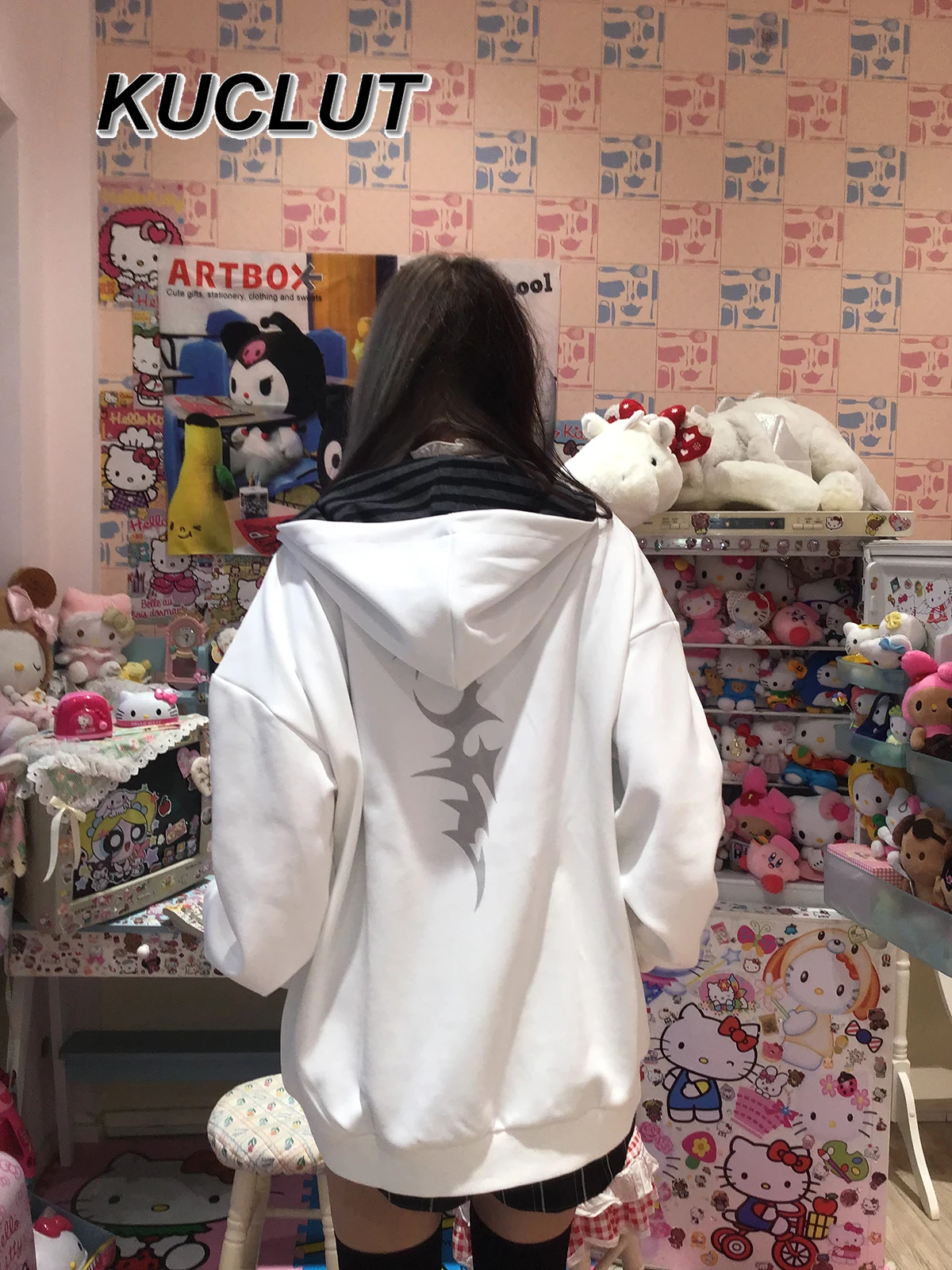 느슨한 후드 오리지널 후드 자켓 패션 짧은 자켓 일본식 여성 탑 봄, 가을 캐주얼 스웨터