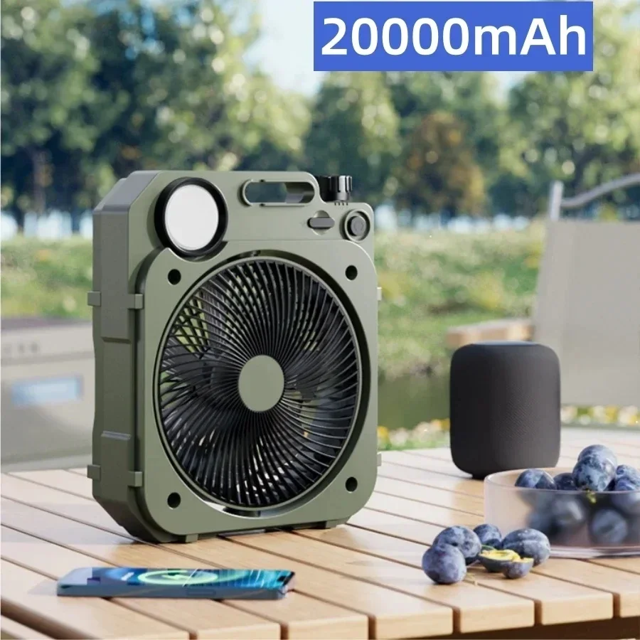 

20000mAh Camping Fan Rechargeable Desktop Portable Circulator Outdoor Wireless Ceiling Electric Fan with Power Bank LED Lighting