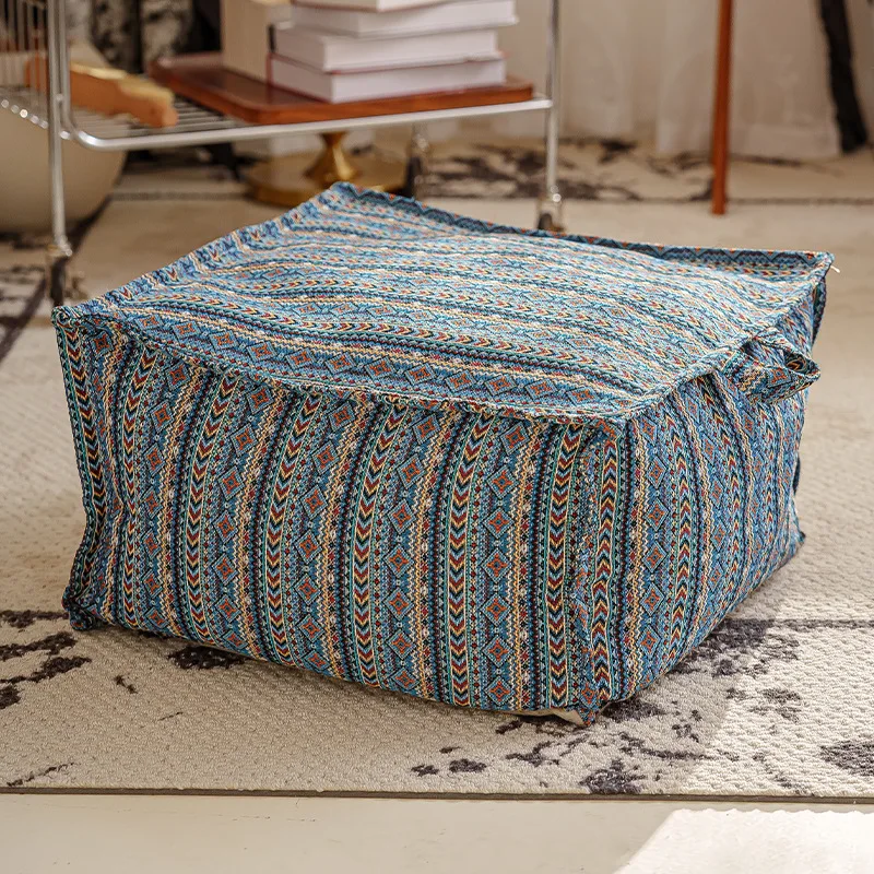 50x50x30 Floral Pattern Ottoman Footstool Pouffe Pouf Cover Home Moroccan Cushion Cover Futon Sitting Pier Cover Without Filler
