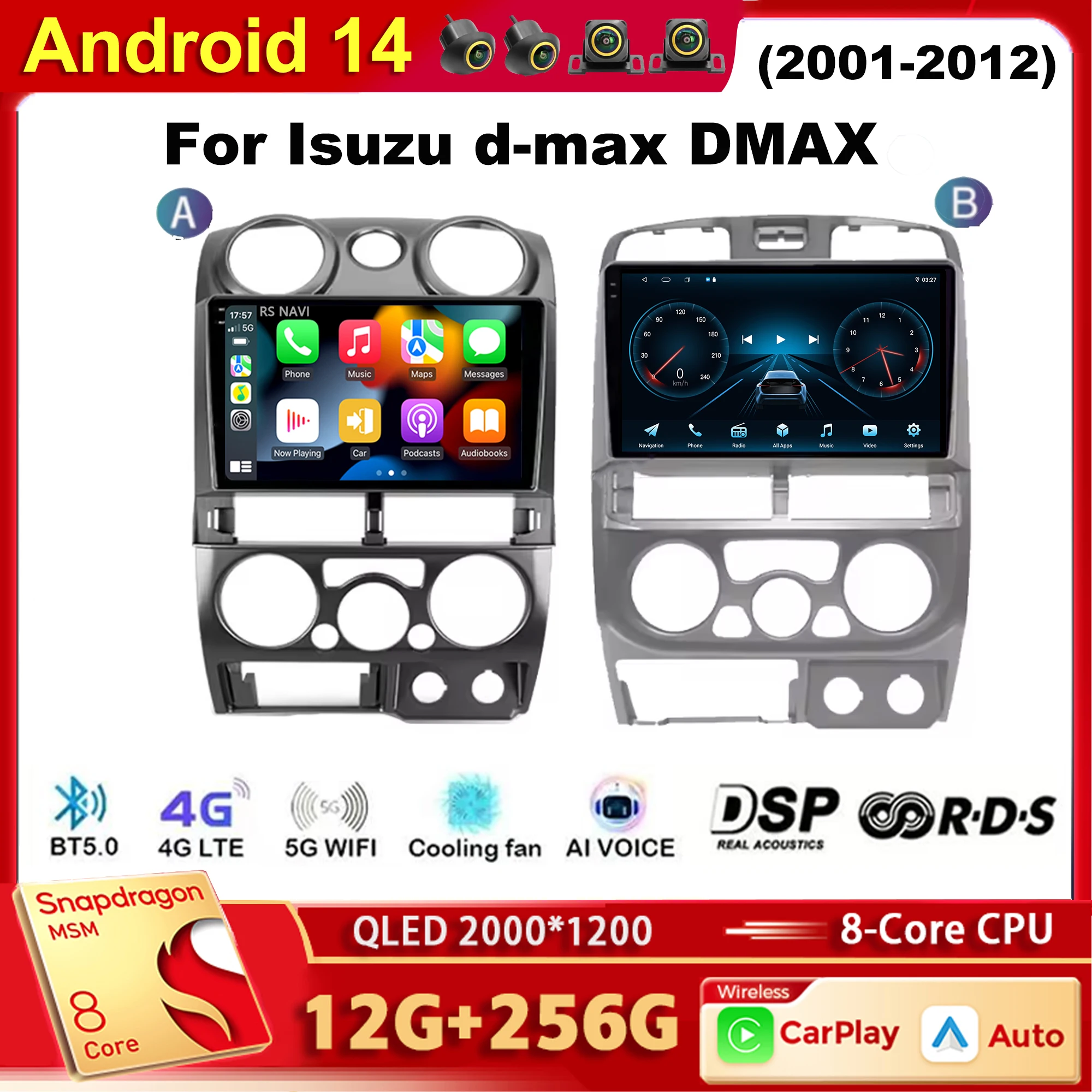 

Android 14 Qualcomm Car Radio Multimedia Player For Isuzu dmax DMAX 2001-2012 Auto Carplay Car Stereo DSP wifi+4G Ai voice 2 Din
