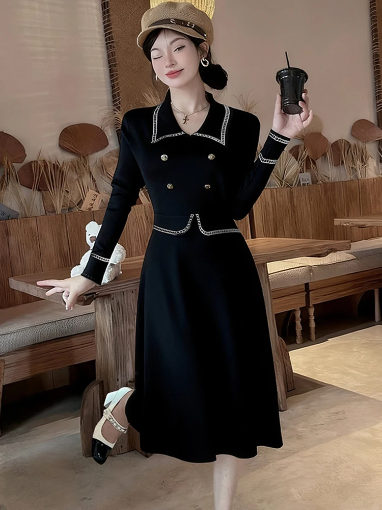 Vrouwen Rode Gebreide Polo Kraag Midi Jurk Met Lange Mouwen Herfst Winter Elegante Casual Thuis Jurk 2025, Koreaanse Mode Bodycon Jurken