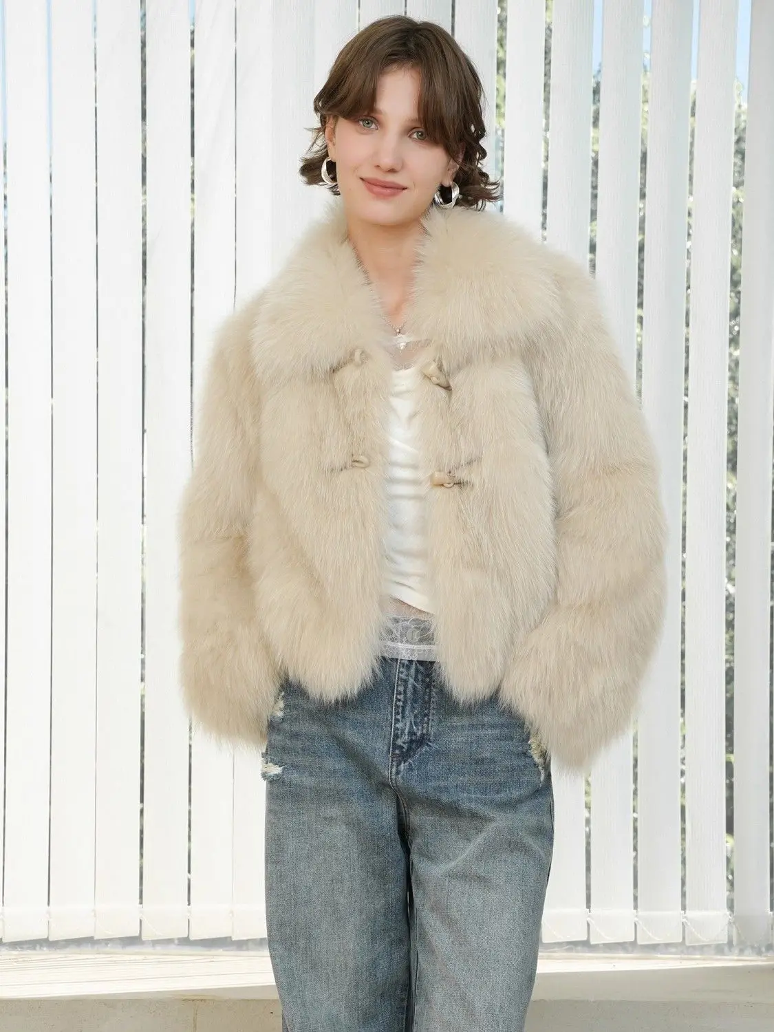 Kunstpelz-Maximantel, Mäntel für Damen, gerippt, O-Ausschnitt, Braut, Großmutter, Steampunk, hohler Farbverlauf, modern, Distressed-Nische, zart, trendig