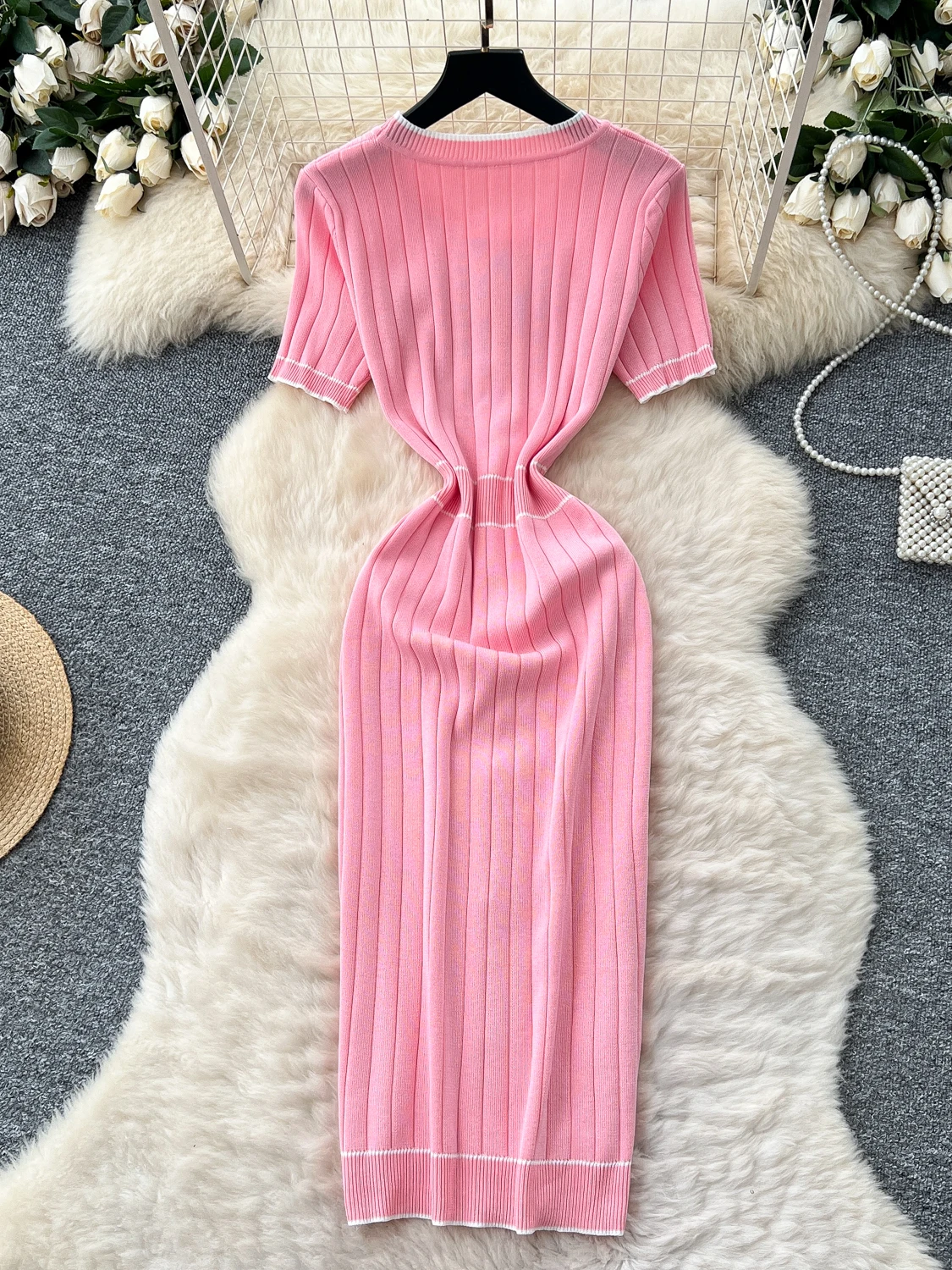 Slimming Effect High Waist Metal Bule Summer Dr Women's Faionable A-Line Dr Lightweight Polyester ort Sve