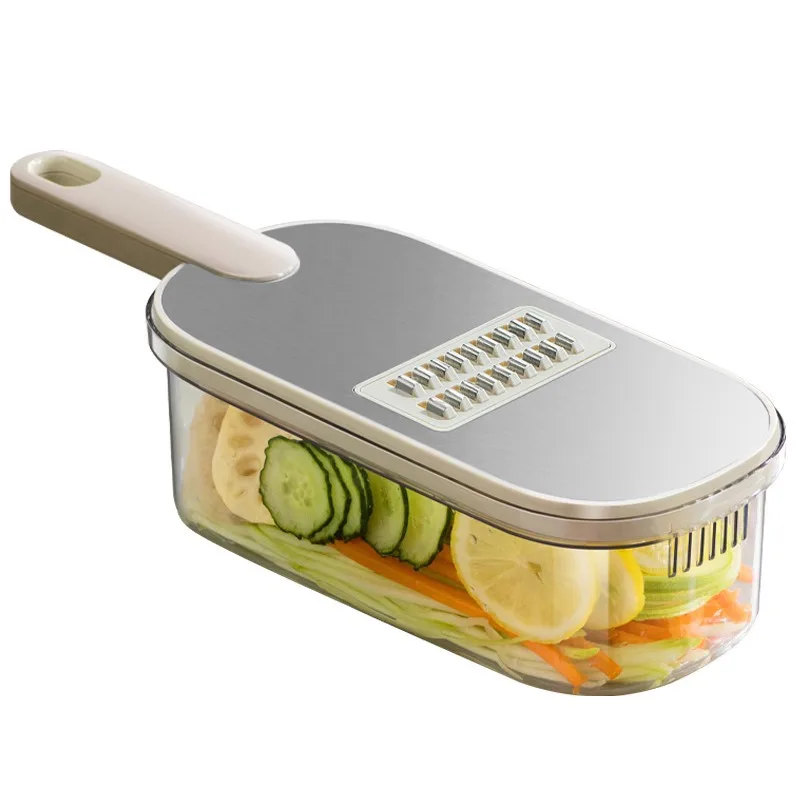 

Vegetable Shredder Slicer Stainless Steel Manual Multifunctional Mandoline Kitchen Salad Choppers With Drainer Container