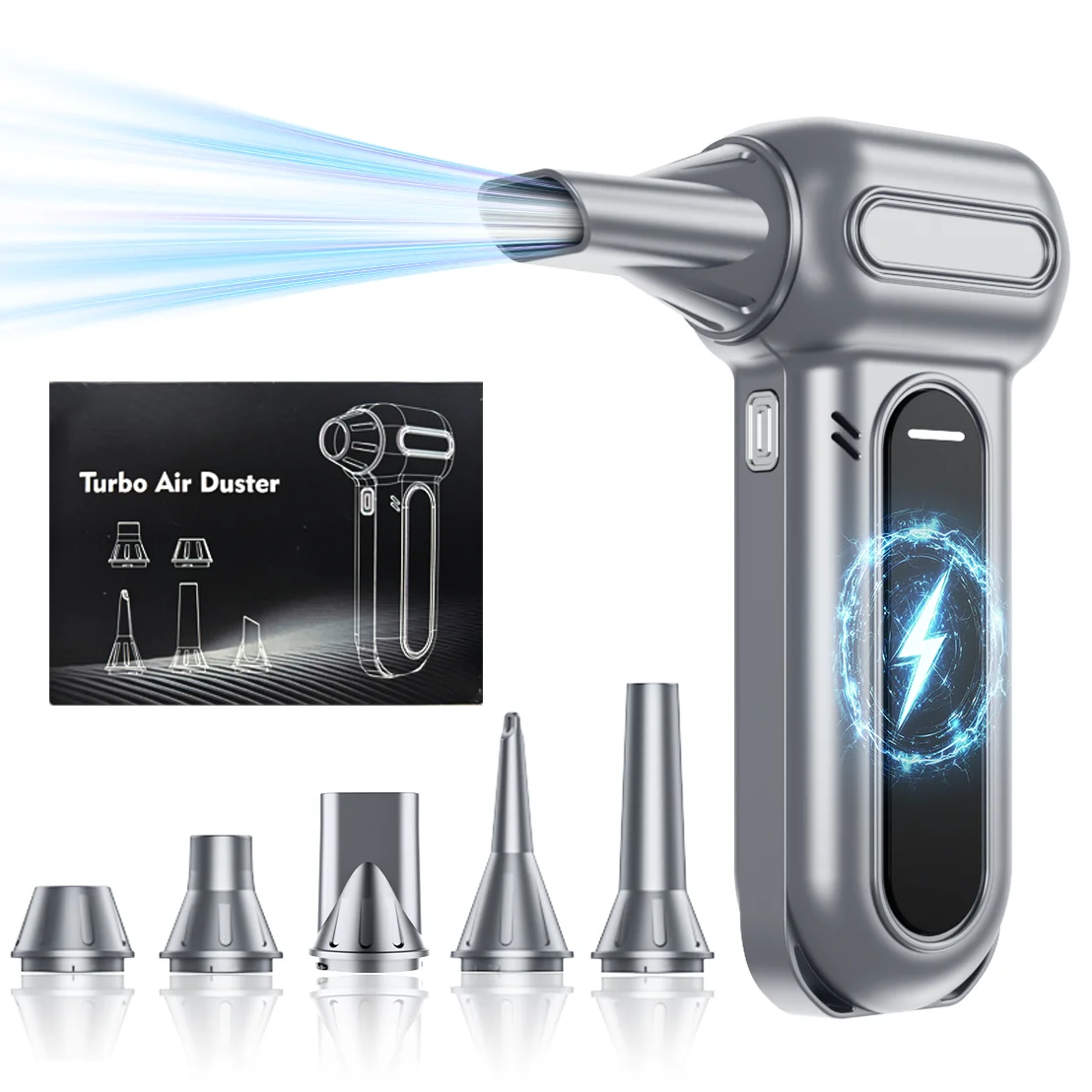 مروحة توربو - مروحة نفاثة عالية الطاقة - محرك بدون فرش - مكنسة كهربائية ذات سرعة قابلة للتعديل - أداة تنظيف - منفاخ هواء - منفاخ هواء محمول، مناسب لأجهزة الكمبيوتر ولوحات المفاتيح والتخييم والسيارات، أفضل هدية للزوج والأصدقاء