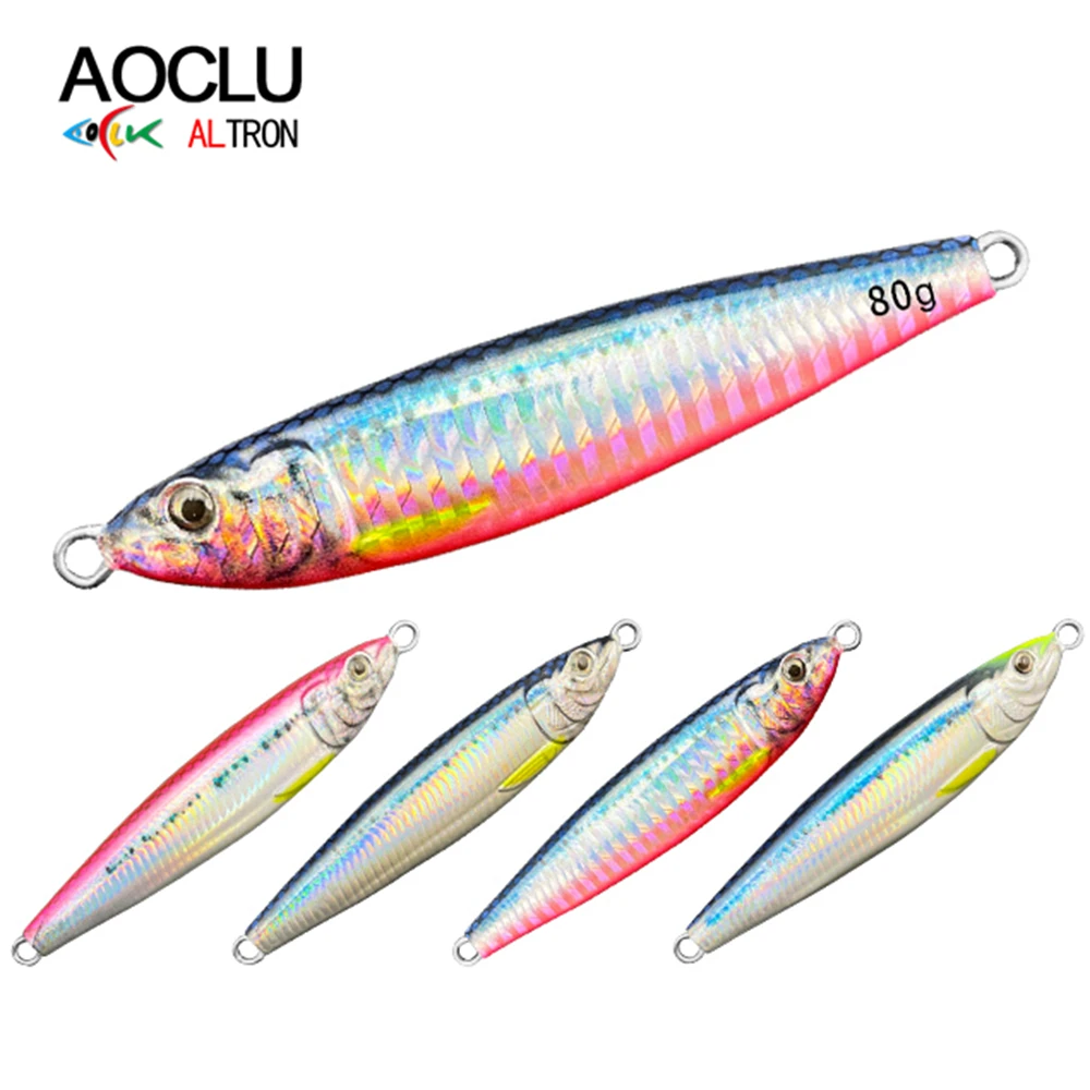 

AOCLU 40g 60g 80g Slow Jigging Lure Glow Casting Jig Lures Fishing Baits Metal Jig Lures Fishing Tackle Saltwater Sea Fish Hooks