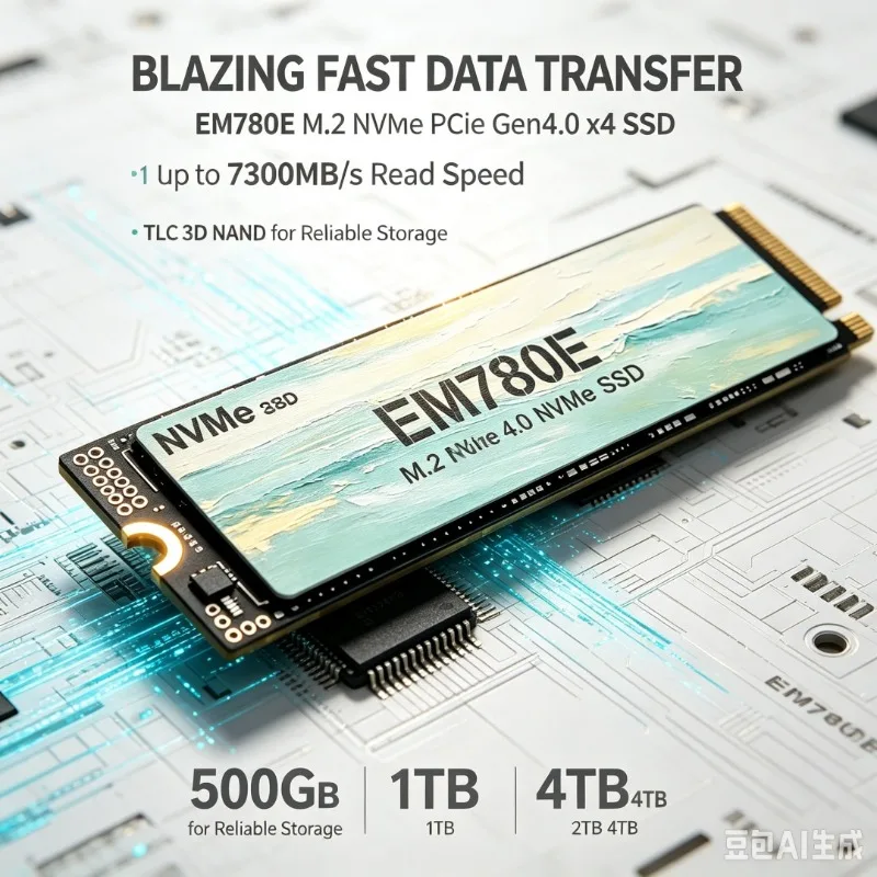 EM780E M.2 NVMe SSD 7300MB/s TLC 3D NAND 2280 Internal Solid State Drive 500GB‑4TB For PS5 Gaming Desktop Laptop PC Storage
