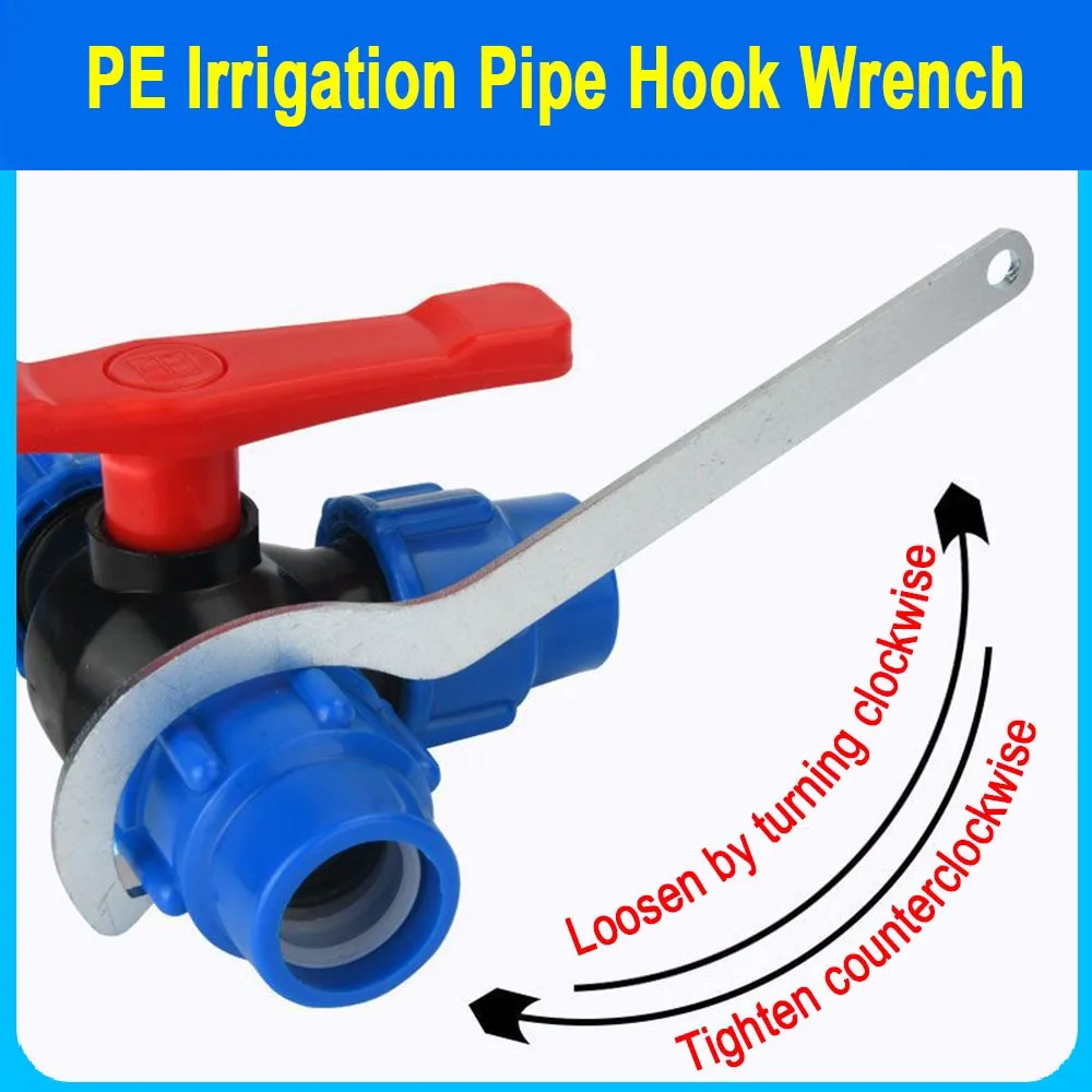 PE Pipe Lock Nut Wrench Pipe Fast Connecting Fittings Galvanized Steel Hook Spanner Irrigation Tubing Repair C-type Wrench