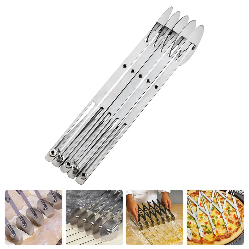 

Stainless Steel Cake Slicer Adjustable Dough Cutter Wheel Pastry Cutting Tool Baking Kitchen Pizza Pasta Divider