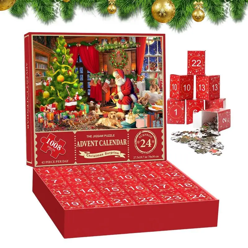 Christmas Decoration 2024 Advent Jigsaw Puzzles 1008 Pieces 24 Days Countdown To Christmas Puzzle Gift Boxes