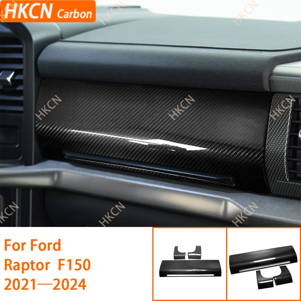 For Ford F150 Raptor 2021-2024 Carbon Fiber Dashboard Pad Instrument panel decorative cover Car Interior Accessories sticker