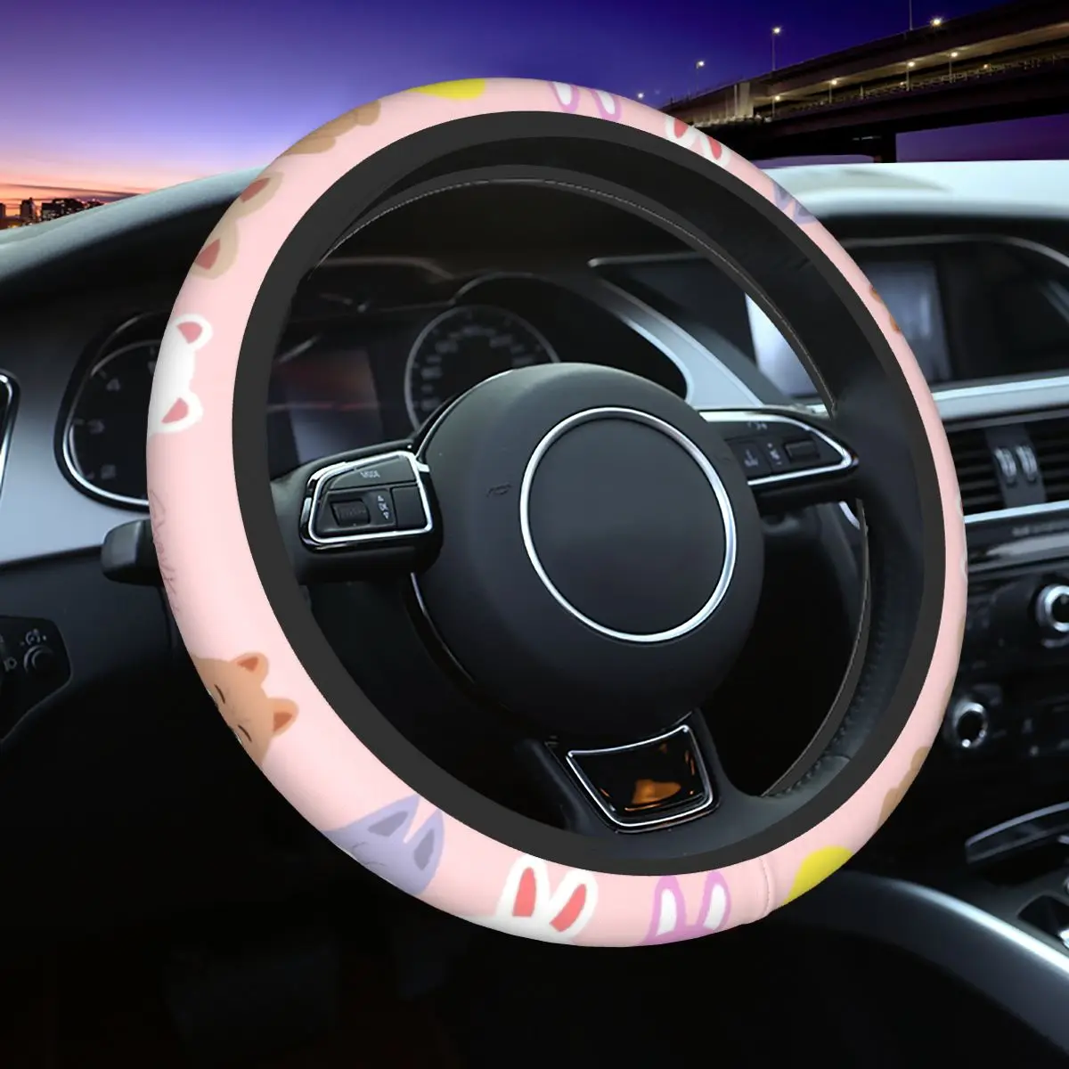 Kawaii Cartoon Singer Idol 37-38 Car Steering Wheel Cover Cute Korea Kpop Universal Auto Decoration Elastische Car Accessories