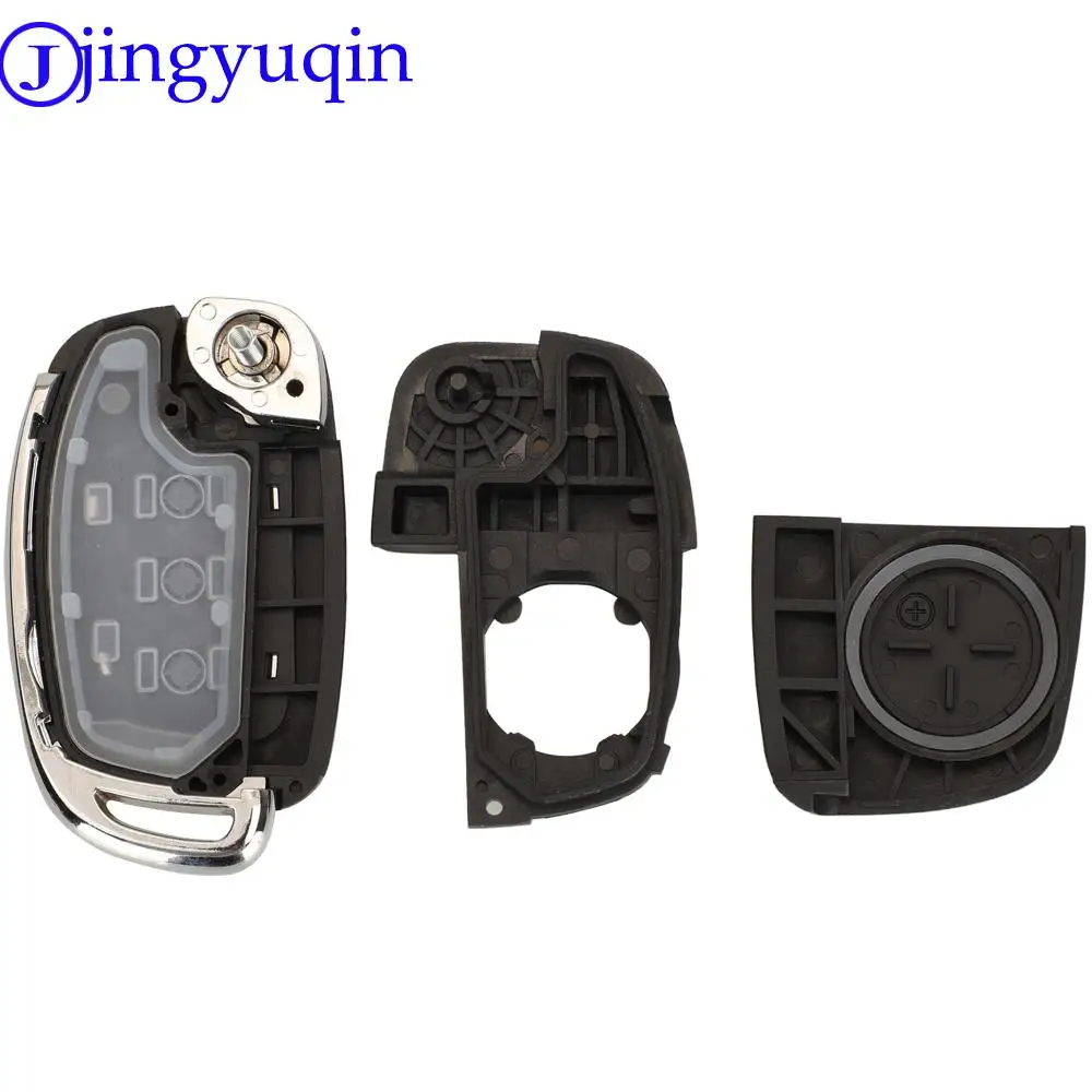 Jingyuqin casing kunci mobil Remote tombol 3/4 10ps, Fob gaya untuk Hyundai Sonata i10 Tucson Solaris Creta Elantra i20 ix25