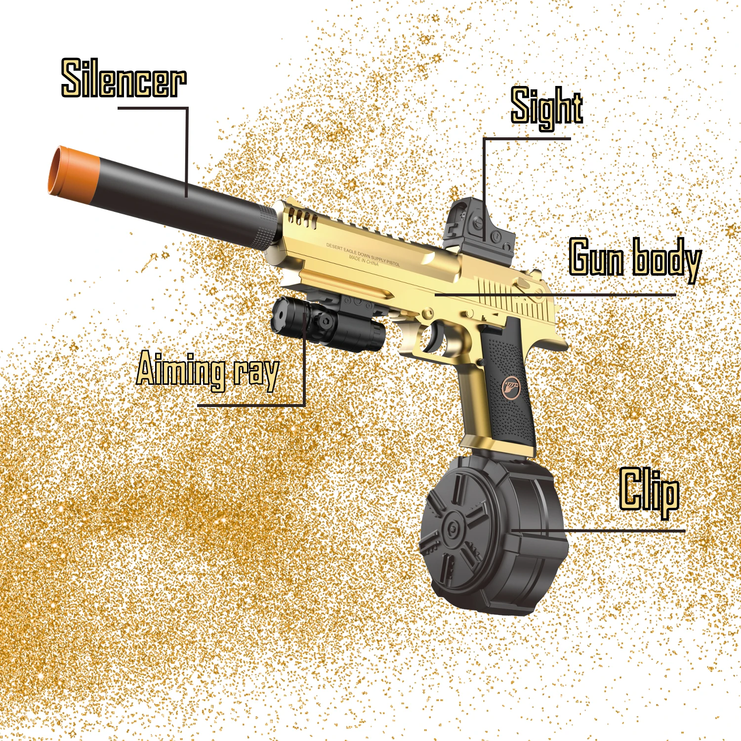 Pistola de brinquedo elétrica, explosão elétrica manual de tiro único, lançador de bola de gel, com três revistas, presente de feriado (sem balas)