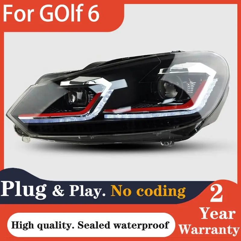 Car Lights for VW Golf6 Golf 6 MK6 Headlight 2009-2012 R20 GTI Head Lamp Drl Projector Lens Automotive Accessories