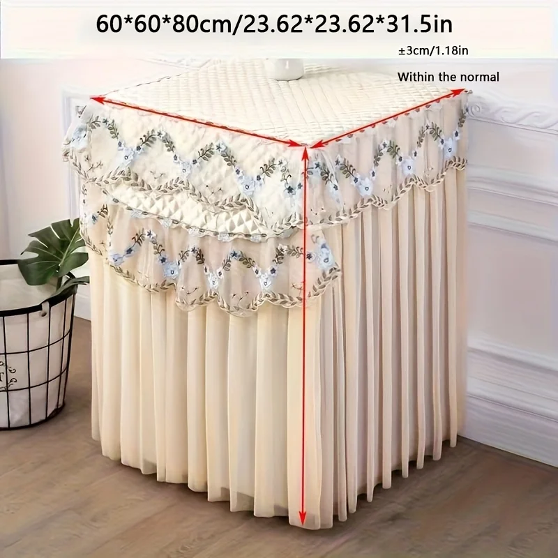 

Universal Automatic Washer Cover - Thickened Sun & Dust Protector with Decorative Lace for Front Load Machines