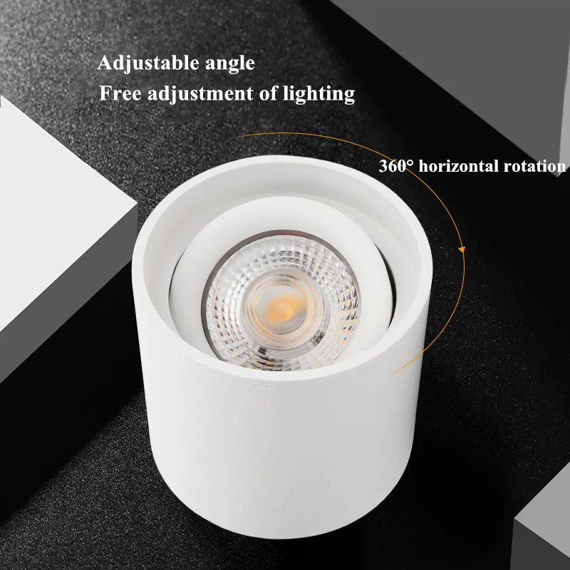 Surface Mounted Anti Glare Dimmable LED Downlights 7W9W12W15W20W24W Epistar Chip COB Ceiling Lamp Spot Lights Angle Adjustable