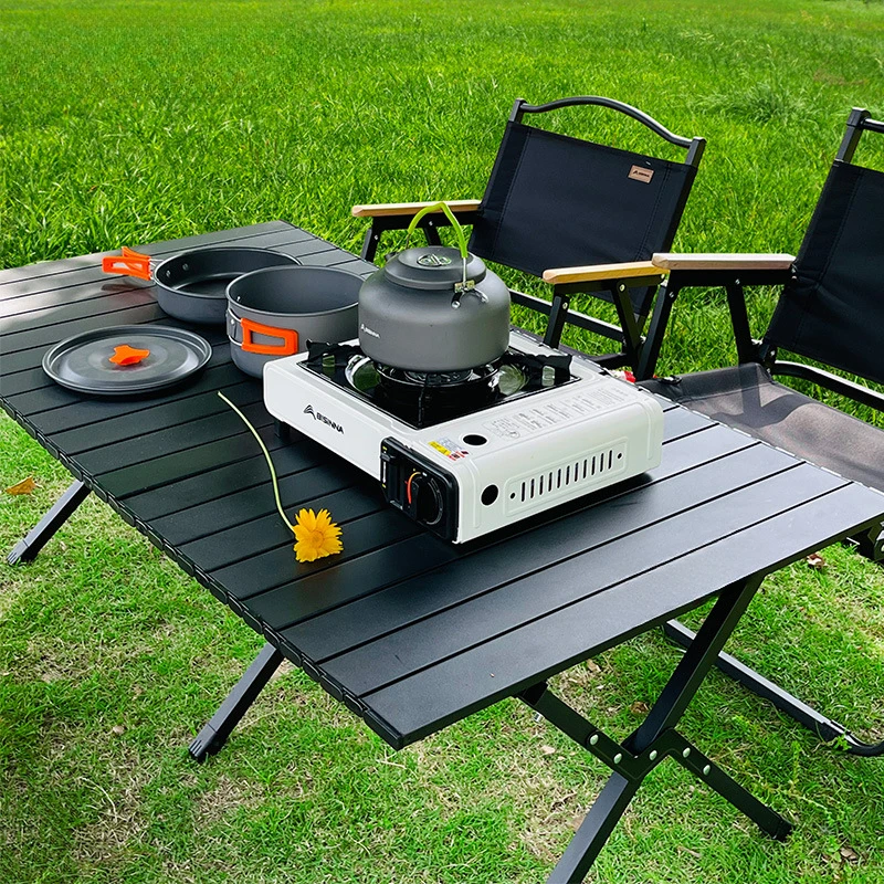 Outdoor Folding Table Camping Chicken Rolls Table Chair Picnic Table Folding Portable Equipment Set