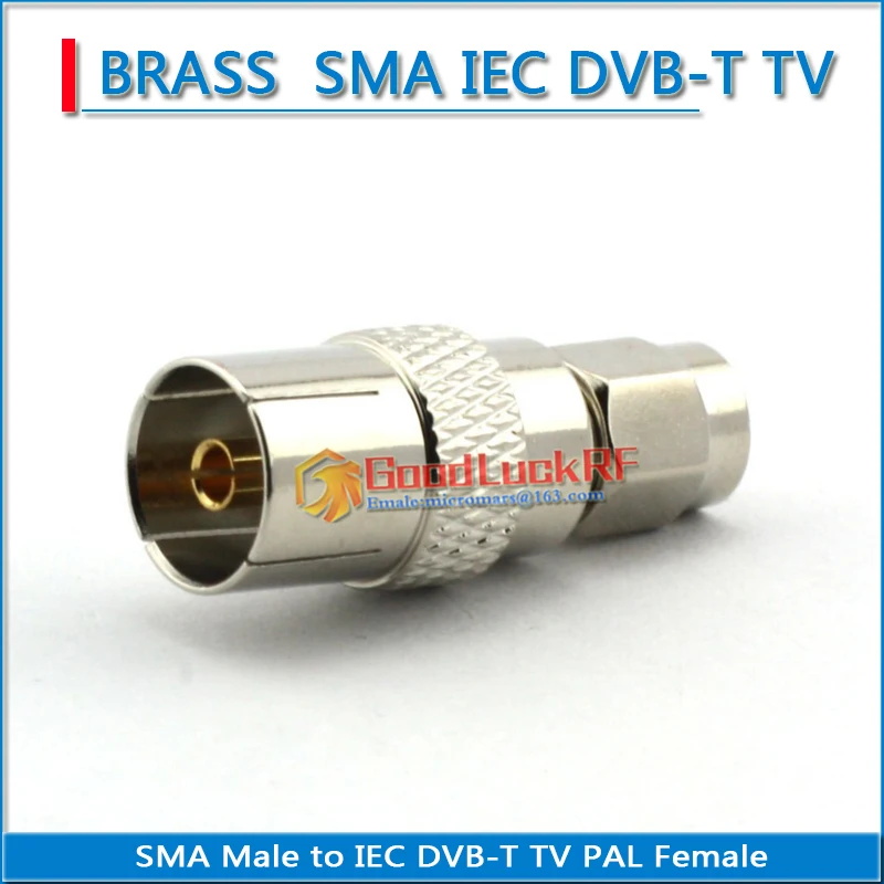 SMA Male to IEC DVB-T TV PAL Female Connector Socket IEC Male to SMA Female Plug Nickel Plated Straight Coaxial RF Adapters