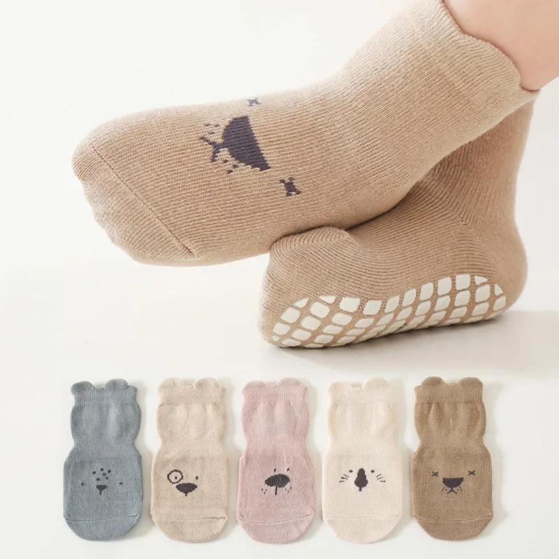 Baby Adorable Animals Pattern Non Slip Floor Socks, Breathable Casual Socks For Boys and Girls Kids Indoor Activities