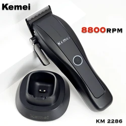 KEMEI 2286 Professional Barber Clipper Double Ball Bearing Brushless Motor 8800RPM DLC Blade 4500mAh 7W with Base Magnetic Comb