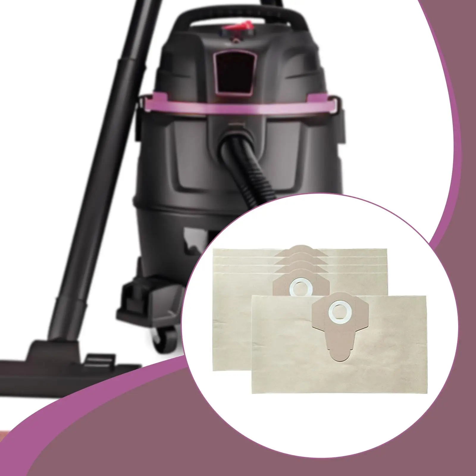 5x sacos de aspirador de pó molhado e seco sacos de papel peças substituição saco de coleta de poeira para remoção do cabelo 15l