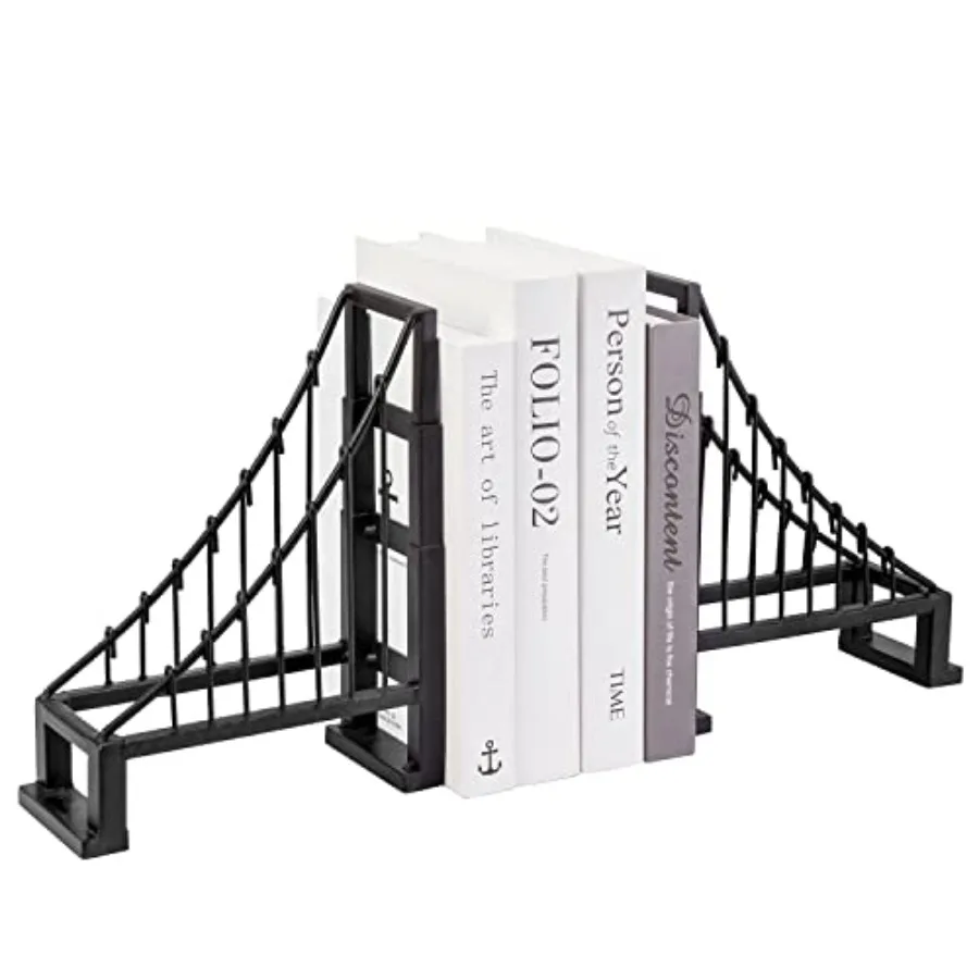 

Декоративные металлические подставки для книг в форме подвесного моста, для тяжелых книг, декор для полки, держатель для архитектурных книг, 2 шт.