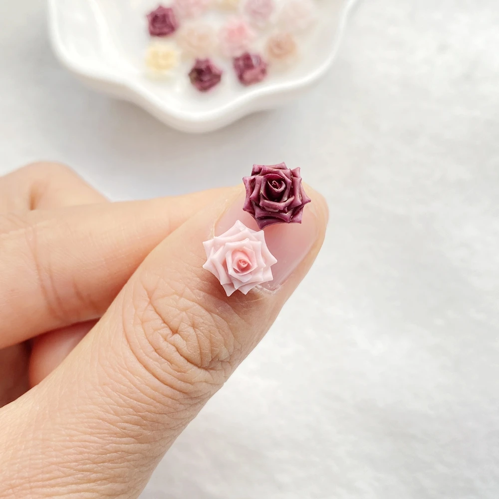 50/100pcs Resin Colorful Mini Roses, Camellias Nail Art Flatback Scrapbook DIY Wedding Applique Jewelry Accessories Crafts