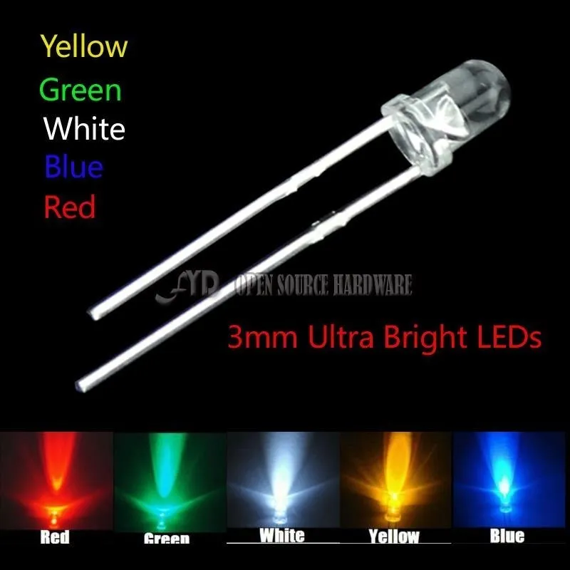 100pcs NEW 3mm Round Super Bright White LED light Diode