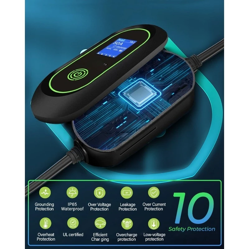 شاحن EV سريع المستوى 2، 240 فولت، 50 أمبير، تيار قابل للتعديل 12 كيلو وات وشحن جدول الزمني، محطة شحن السيارة الكهربائية على الحائط، S