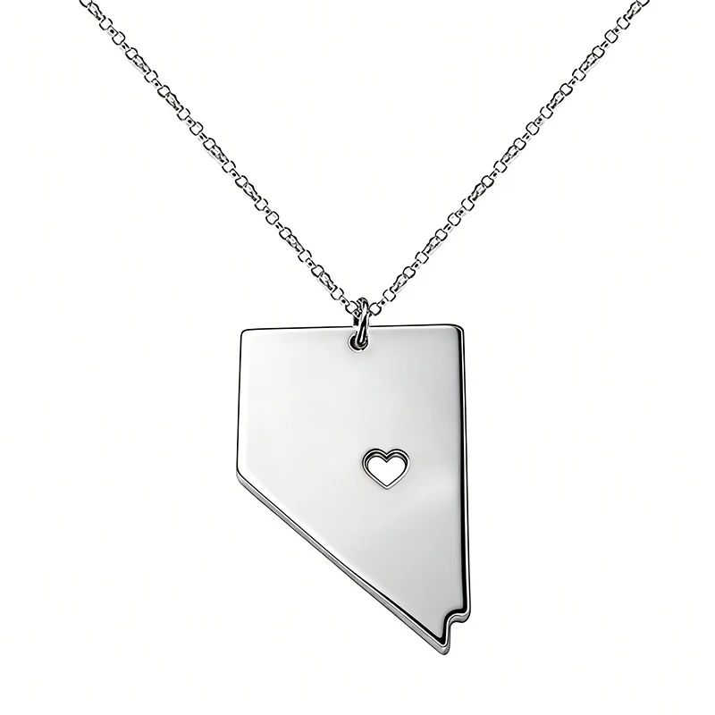 United Stateds Nevada Map Pendant Necklace For Women Me Stainless Steel Jewelry Accessories Gifts