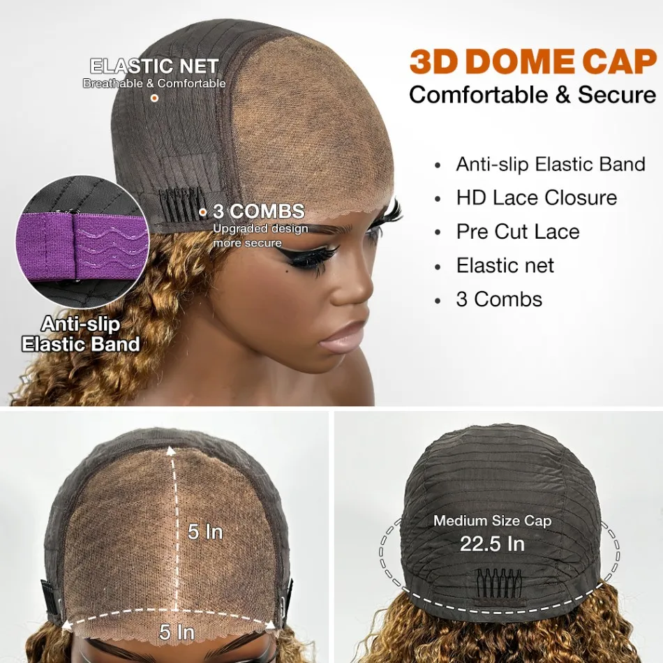 تسليط الضوء على الباروكات شعر الإنسان بوب غلويليس P427 العسل شقراء شعر بشري مجعد شعر مستعار أومبير موجة عميقة 5x5 HD الدانتيل إغلاق الباروكات للنساء #4