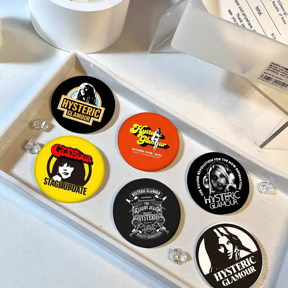 H-HystericS Glamour Round Badge Creative Brooch Clothing Backpack Accessories Lapel Pin