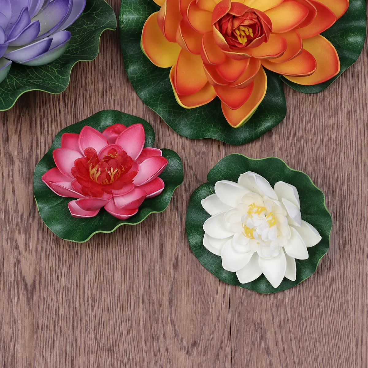 

6pcs Artificial Lotus Set EVA Material Home Garden Decor Floating Water Lily Plants Simulated Flowers