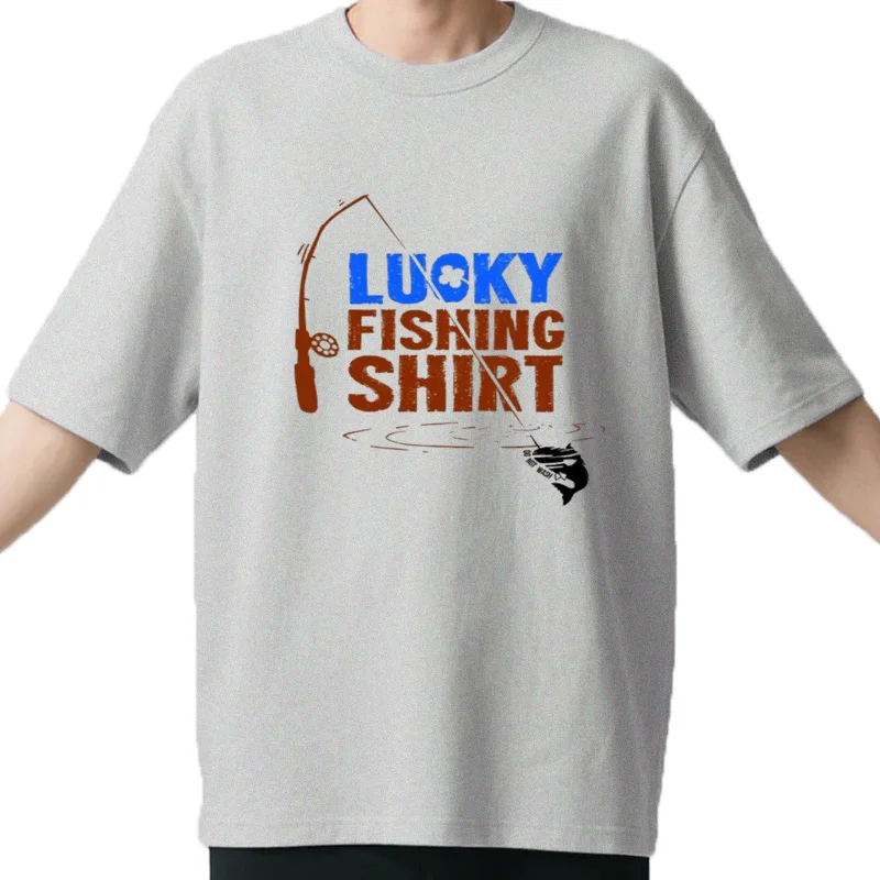 This Is My Lucky Fishing Shirt T-shirt à col rond en coton graphique pour hommes, Économie préférés du poisson Suffolk,