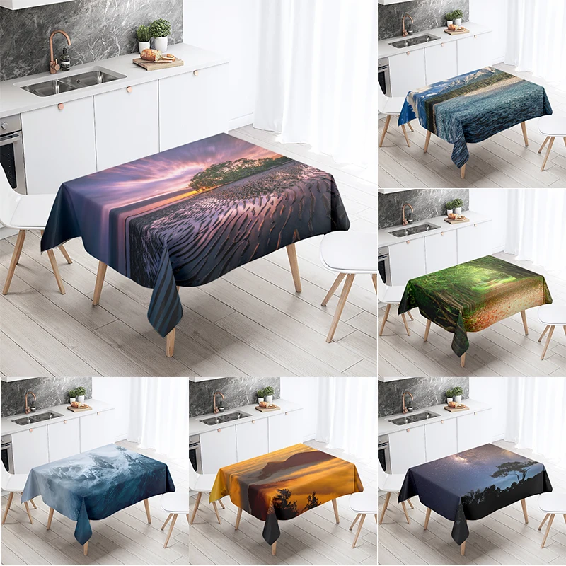 

Beautiful Scenery Printed Rectangle Tablecloth Stain Resistant & Waterproof Kitchen Dining Table Home Decor