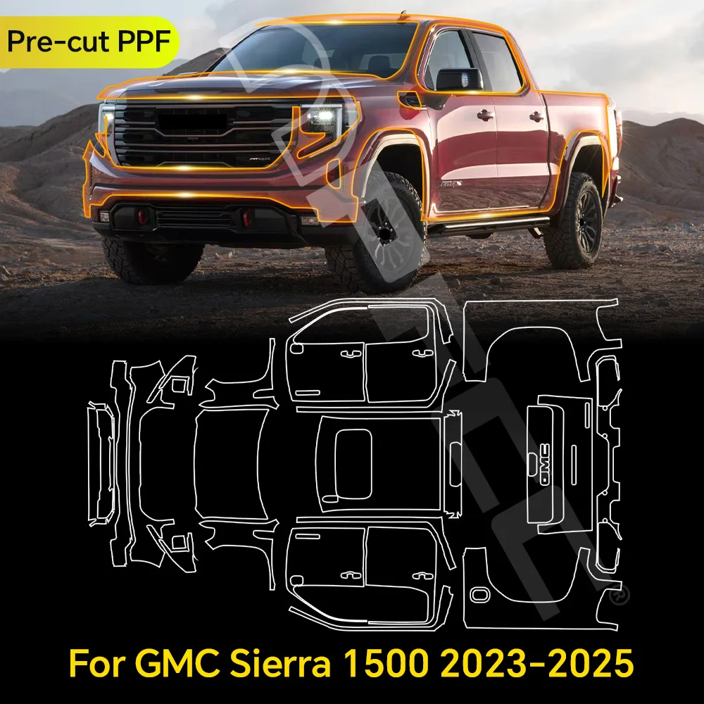 

For GMC Sierra 1500 2023-2025 TPU Paint Protection Film Car Pre-cut PPF Clear Bra Anti-Scratch Resistant Repairable Invisible