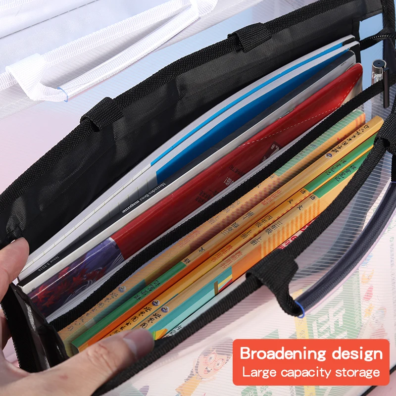 Transparent A4 Handbag Six Colors Large Capacity Waterproof Documents Students Business Portable Bag image 5