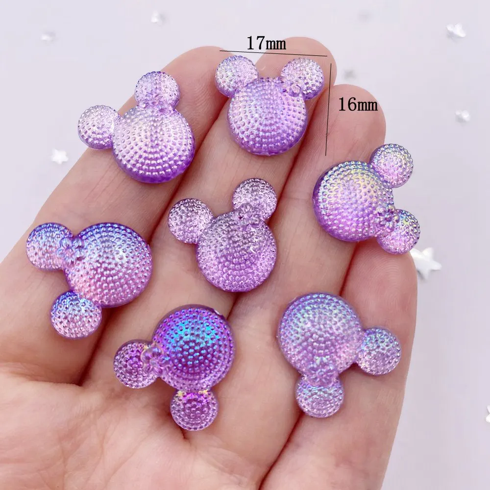 100pcs Kawaii  AB Resin 16mm Glitter Crystals Mouse Flatback Rhinestone Wedding Embellishment  DIY Applique Crafts L608