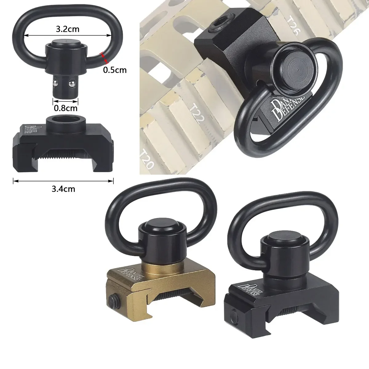 Tactical Quich Detach CNC AR15 QD Sling Swivel Mount Attachment for 20mm Picatinny Rail Mount Hunting HK416 AK47
