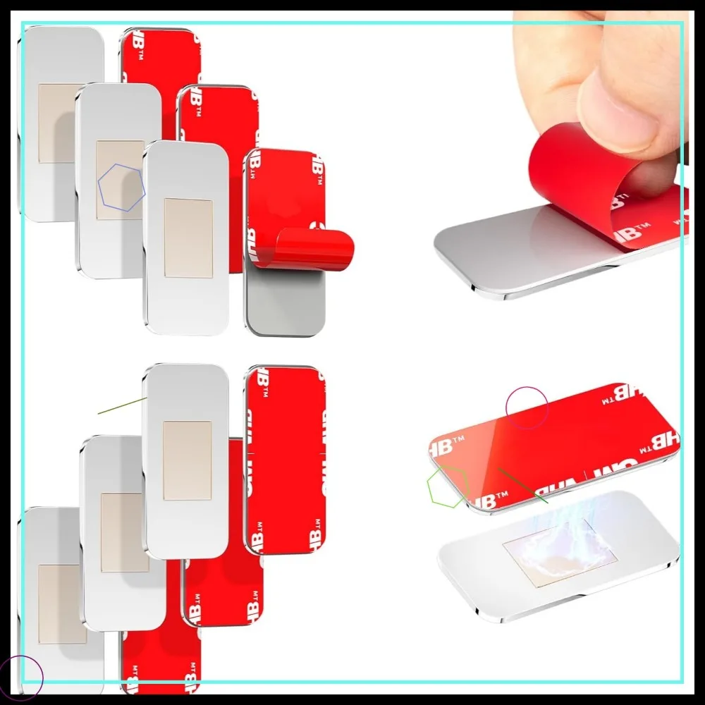 

6 Pack No Drill Magnetic Cabinet Catches, Ultra Thin Stainless Steel with Strong Adhesive for Kitchen, Bathroom, Closet, RV