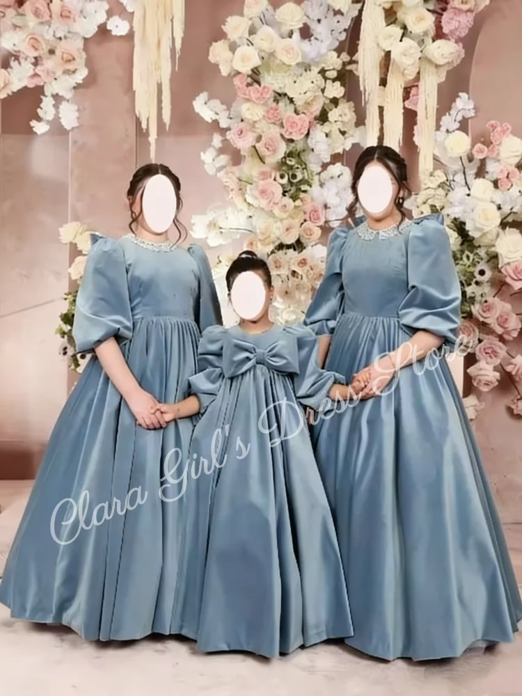 فستان الأميرة فتاة المخملي المكشكش بأكمام بالونية فستان وصيفة العروس مخصص منفوش لحفلات أعياد الميلاد #2