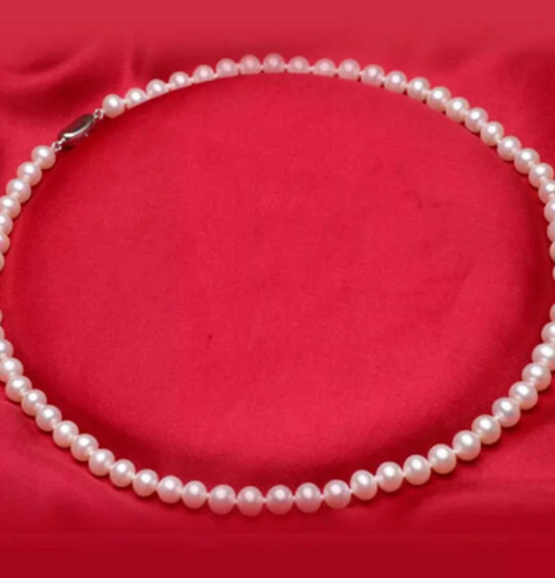 

NEW Fashion AAA+7-8mm white round natural freshwater single pearl necklace