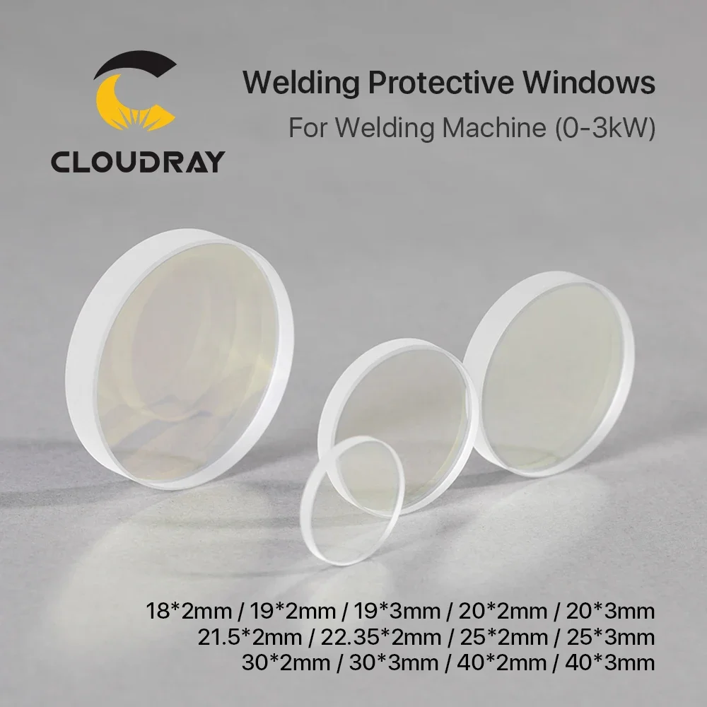 Cloudray 10PCS Laser Welding Machine Protective Lens 10*2 18*2 19*2 20*2mm Optical Laser Protective Lens for  Welding Parts