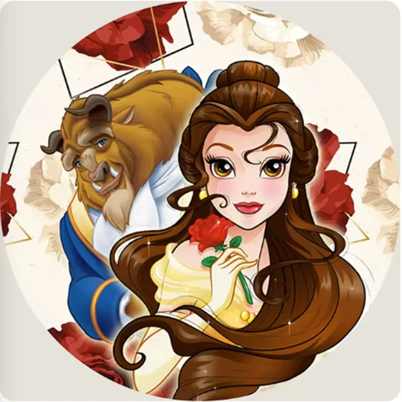 Princess Belle Circle Backdrop And 3 Cylinder Covers Background For Photography Baby Shower Girl Birthday Party Decoration